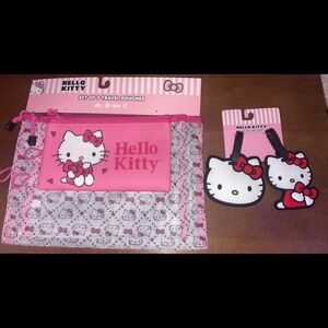 Hello Kitty Pink Travel Pouch Set & Luggage Tag